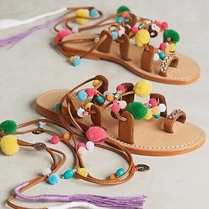 Anthropologie Mystique Tokyo pom-pom gladiators